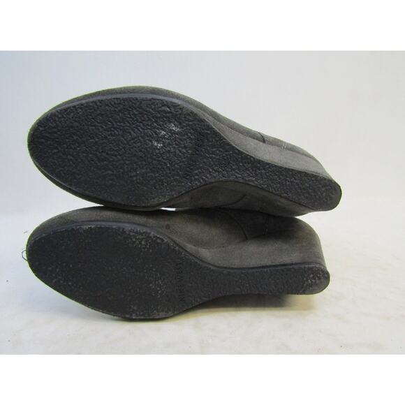 NINE WEST Womens Size 9 M Gray Leather Lace Up Wedge Ankle Fashion Boots Booties - Picture 9 of 11